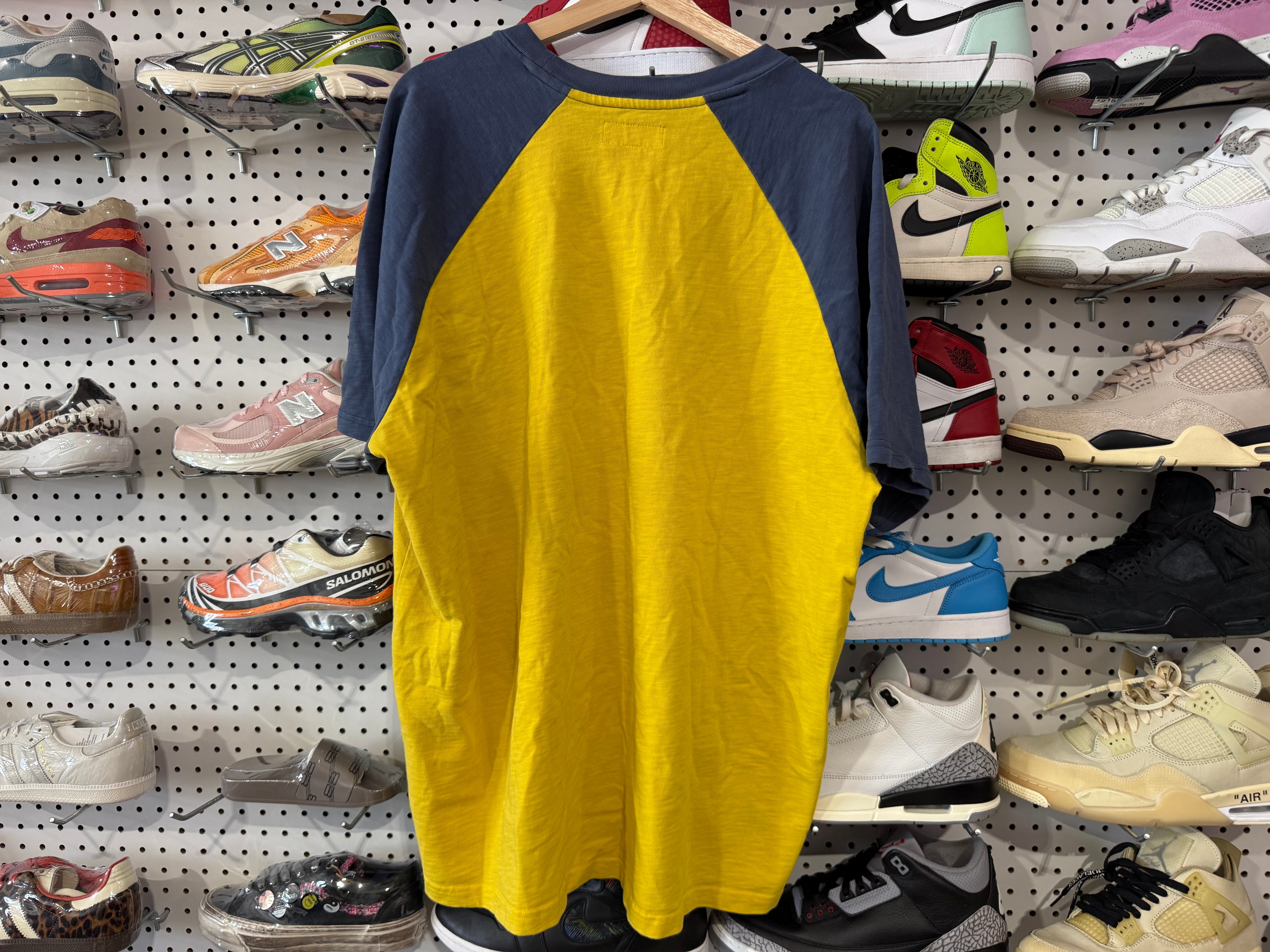USED Supreme Rhinestone Raglan SS Tee - Yellow/Blue Size XXL