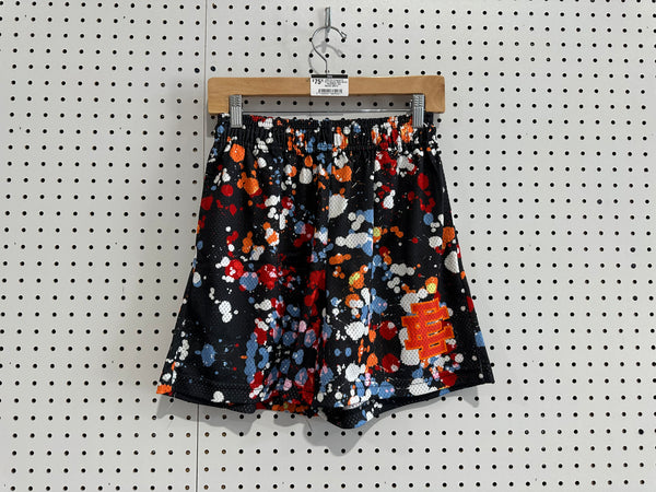 USED Eric Emanuel EE Paint Splatter Mesh Shorts - Black/Multi  Size Medium