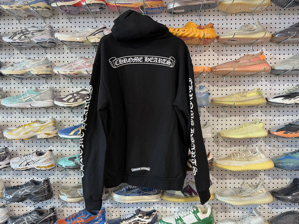 NEW Chrome Hearts Scroll Zip Up Hoodie - Black Size XL