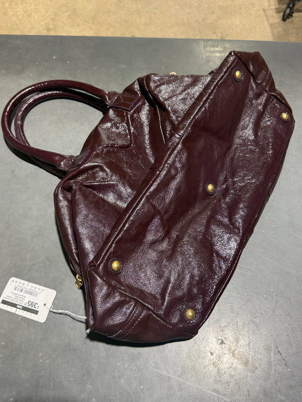 VTG Yves Saint Laurent Patent Easy Y Boston Satchel Bag - Burgundy