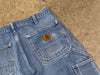 USED Distressed Paint Splatter Carhartt Denim - Blue Size 32x30
