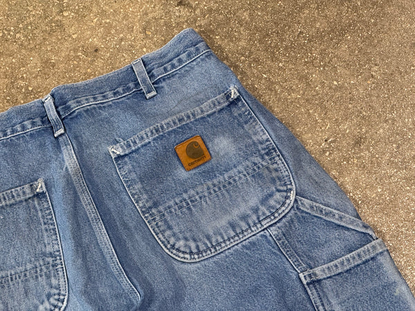 USED Distressed Paint Splatter Carhartt Denim - Blue Size 32x30