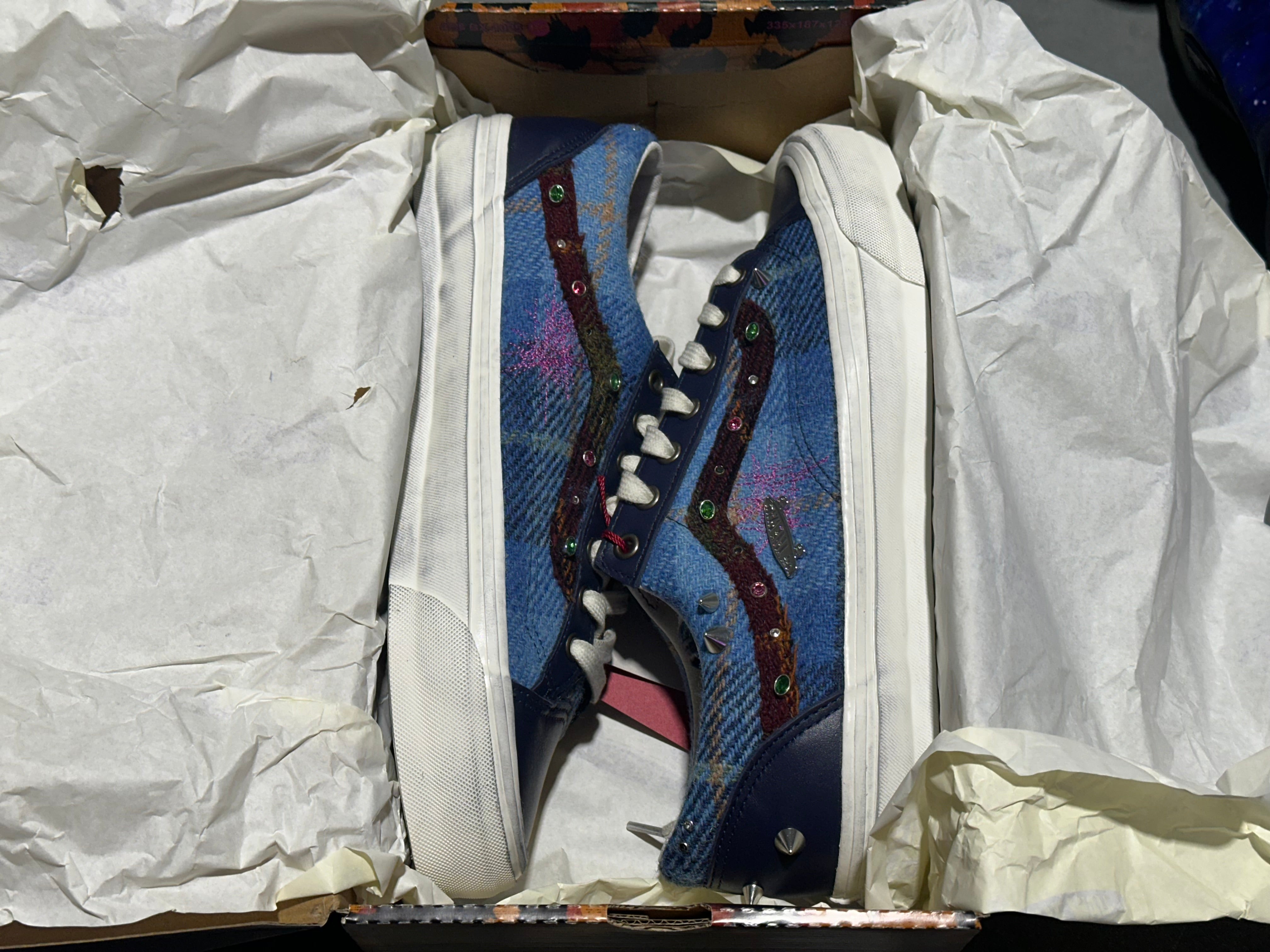 Vand Old Skool 36 - Harris Tweed/Blue Size 9.5n
