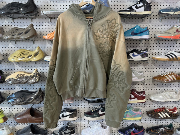NEW Vale Embossed Zip Up Hoodie - Green Size XL