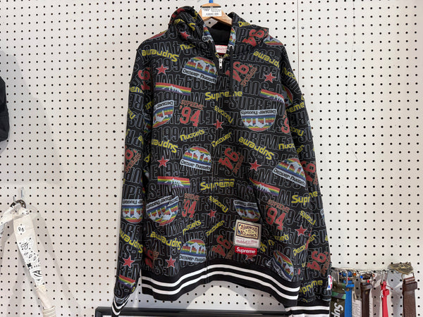 NEW Supreme x Mitchell & Ness Denver Nuggets Zip Up Hoodie - Black Size XXL