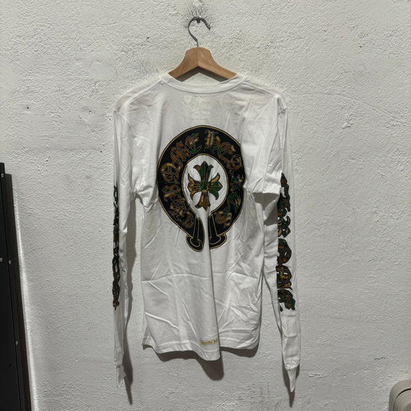 NEW Chrome Hearts Triple Cross Longsleeve Tee - White/Camo Size Medium