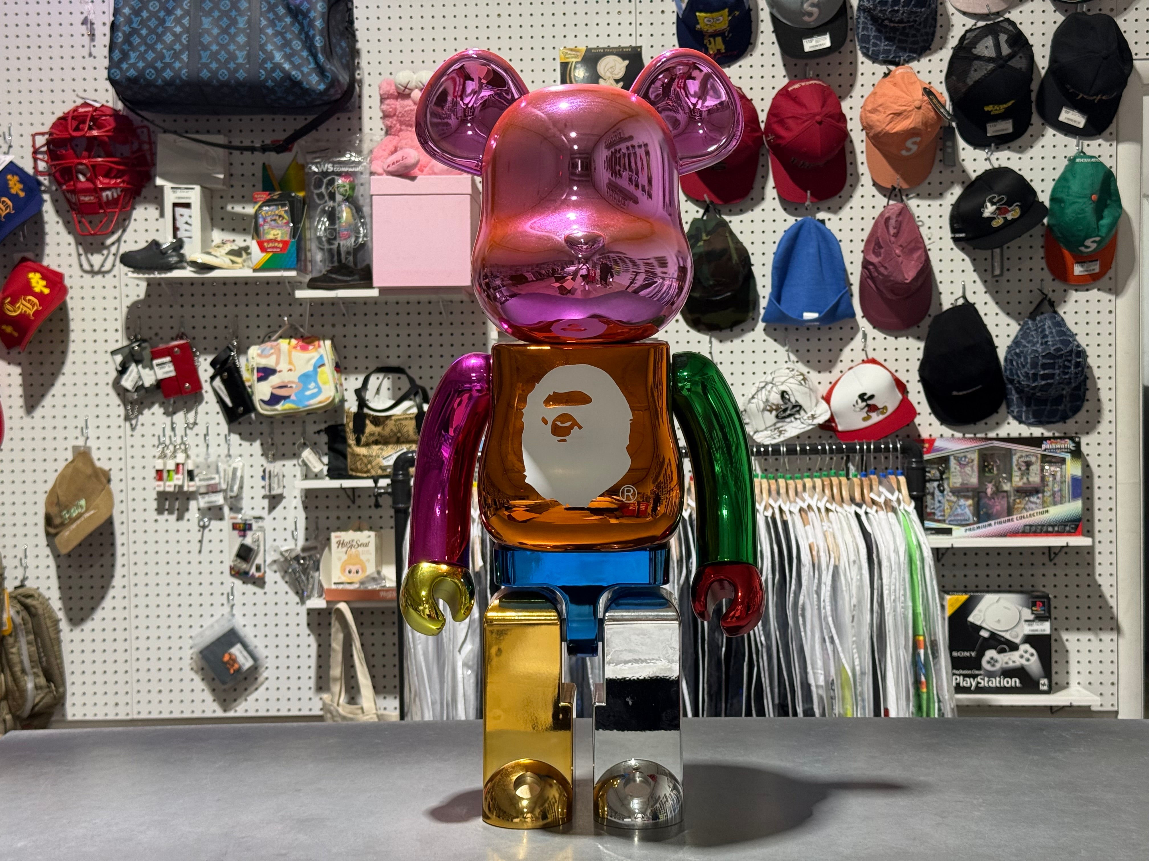 DISPLAYED Bape Bearbrick 25th Anniversary - Multi Color Foil 1000%