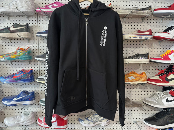 NEW Chrome Hearts Vertical Logo Zip Up Hoodie - Black Size Medium