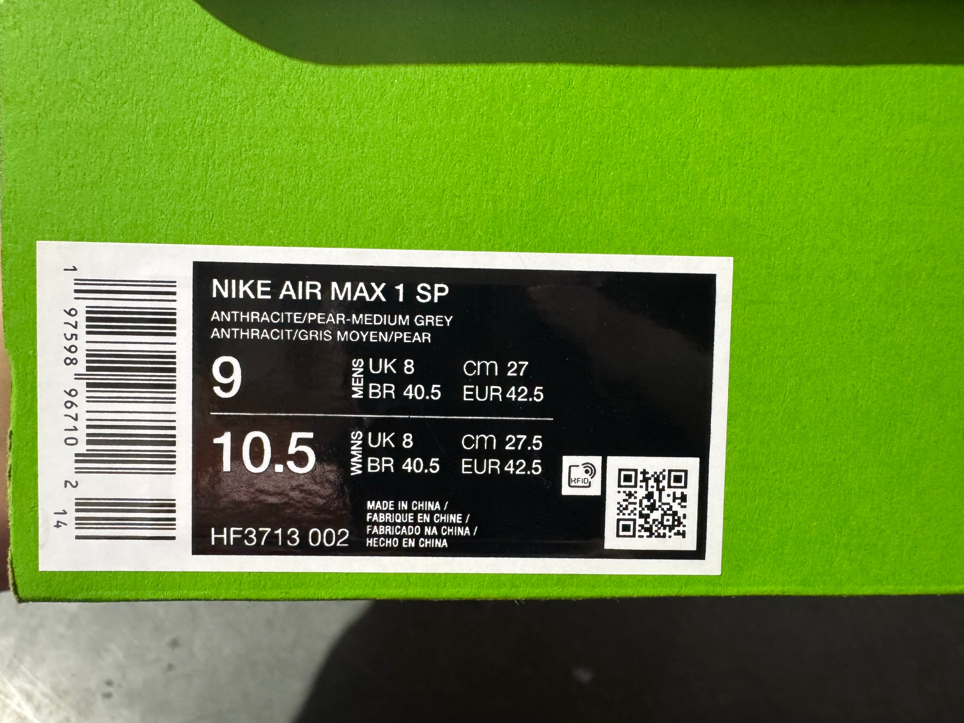 Nike Air Max 1 SP - HUF Pear Green (2024) Size 9