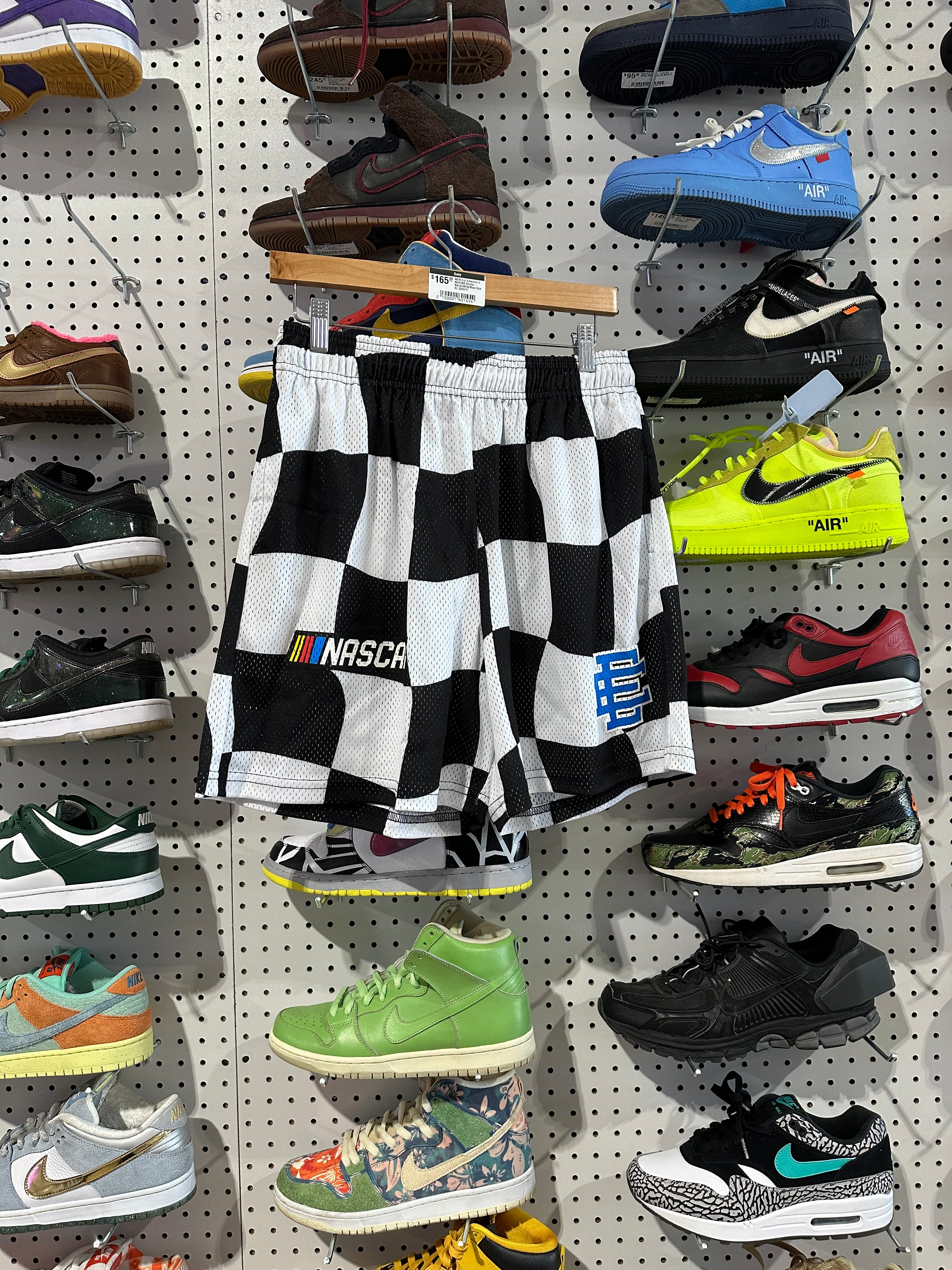NEW Eric Emanuel x NASCAR Shorts - Black/White/Blue Size XL