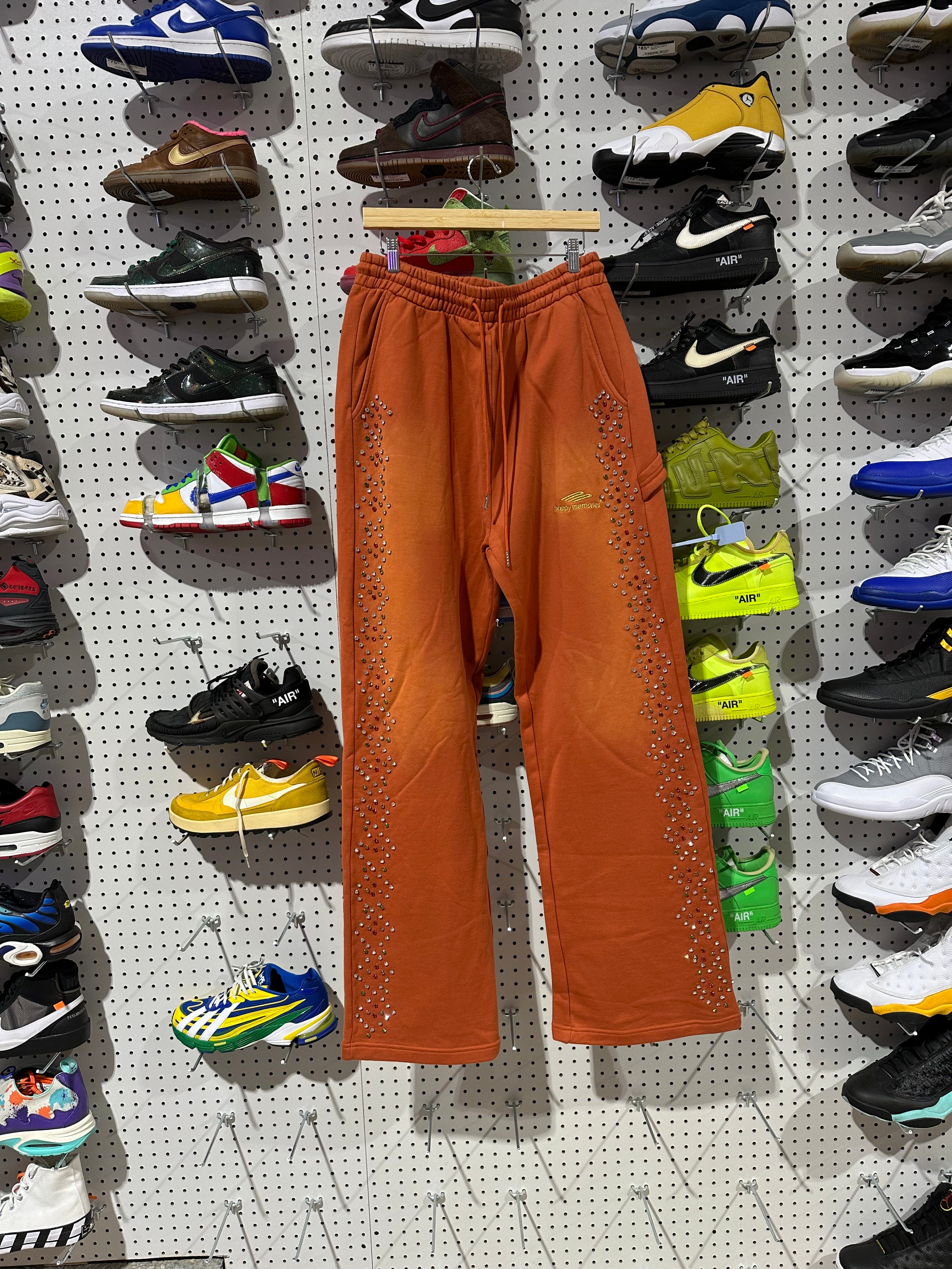 NEW HMDD Crystal Sweatpants - Orange Size Medium