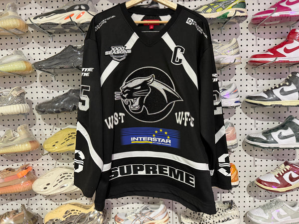 NEW Supreme Rhinestone Hockey Jersey - Black Size Small