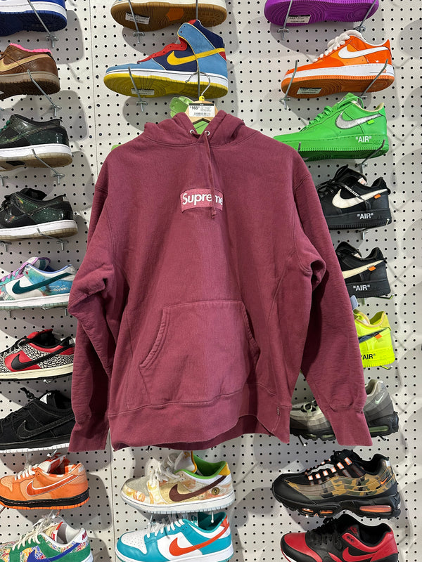 USED Supreme Box Logo - Hooded Sweatshirt FW21 - Plum Size Medium