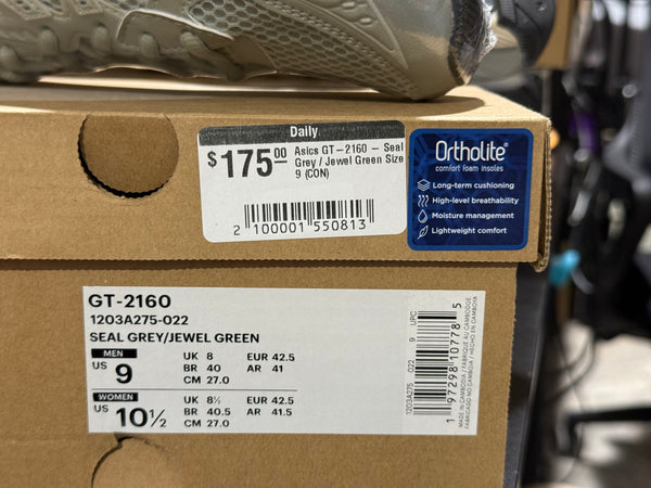 Asics GT-2160 - Seal Grey / Jewel Green Size 9