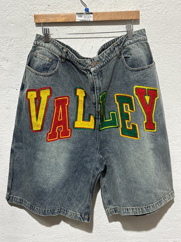 NEW Vale Forver Collage Denim Jean Shorts - Light Wash