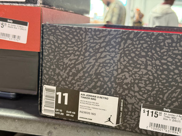 Air Jordan 3 Retro Tinker NRG - Fire Red Size 11