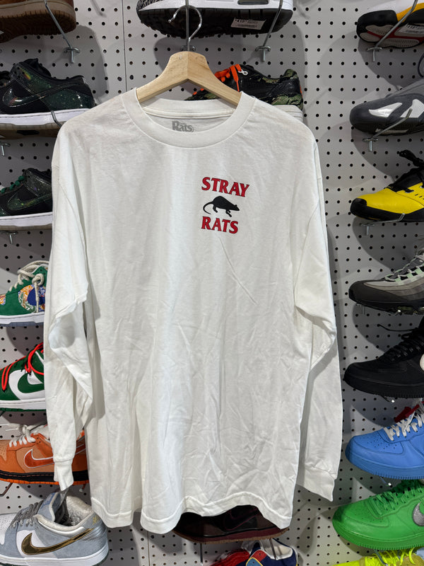 NEW Stray Rats Chest Logo L/S Tee - White Size Large