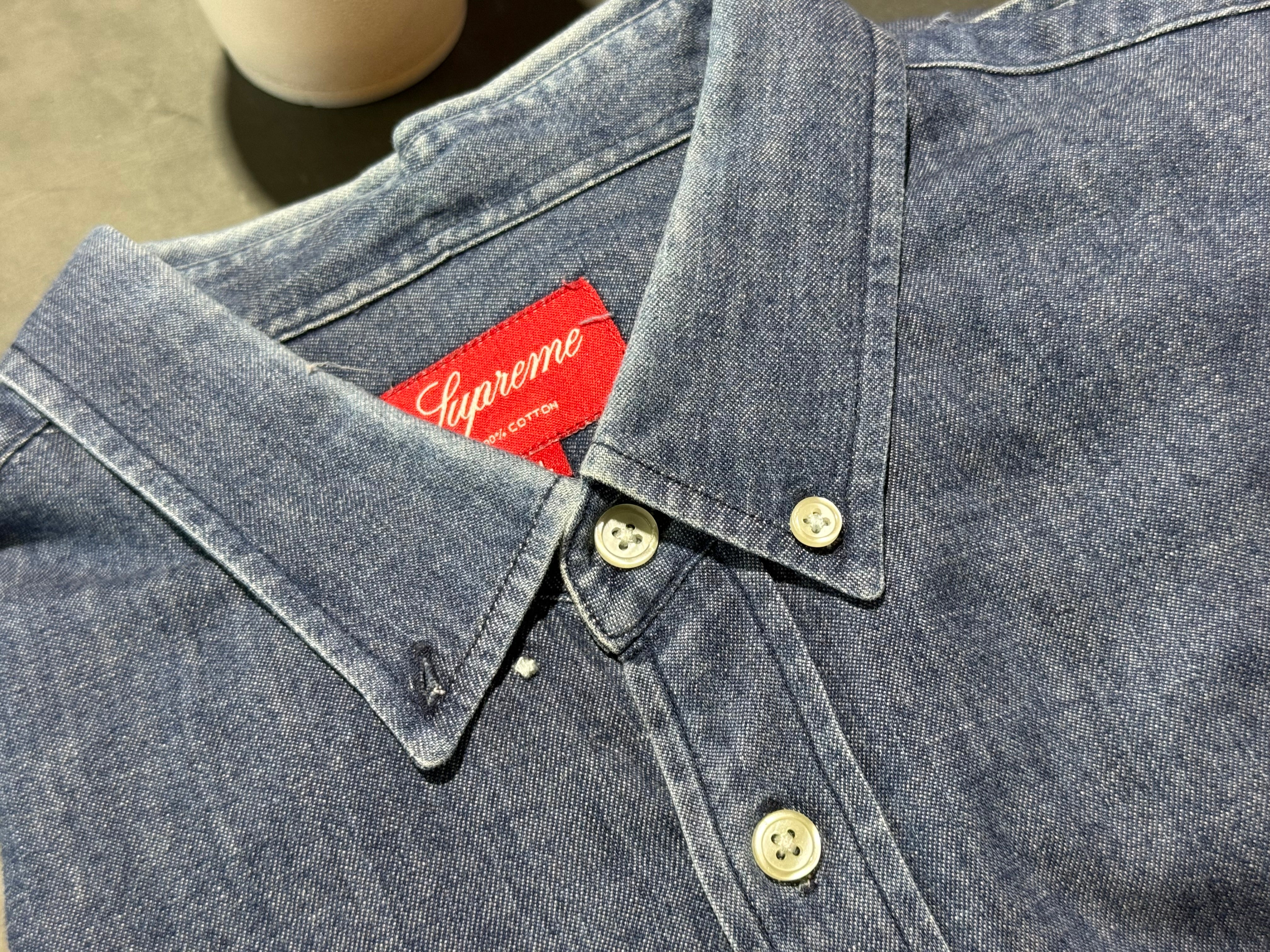 USED Supreme Oxford Shirt - Dark Washed Denim Size XL