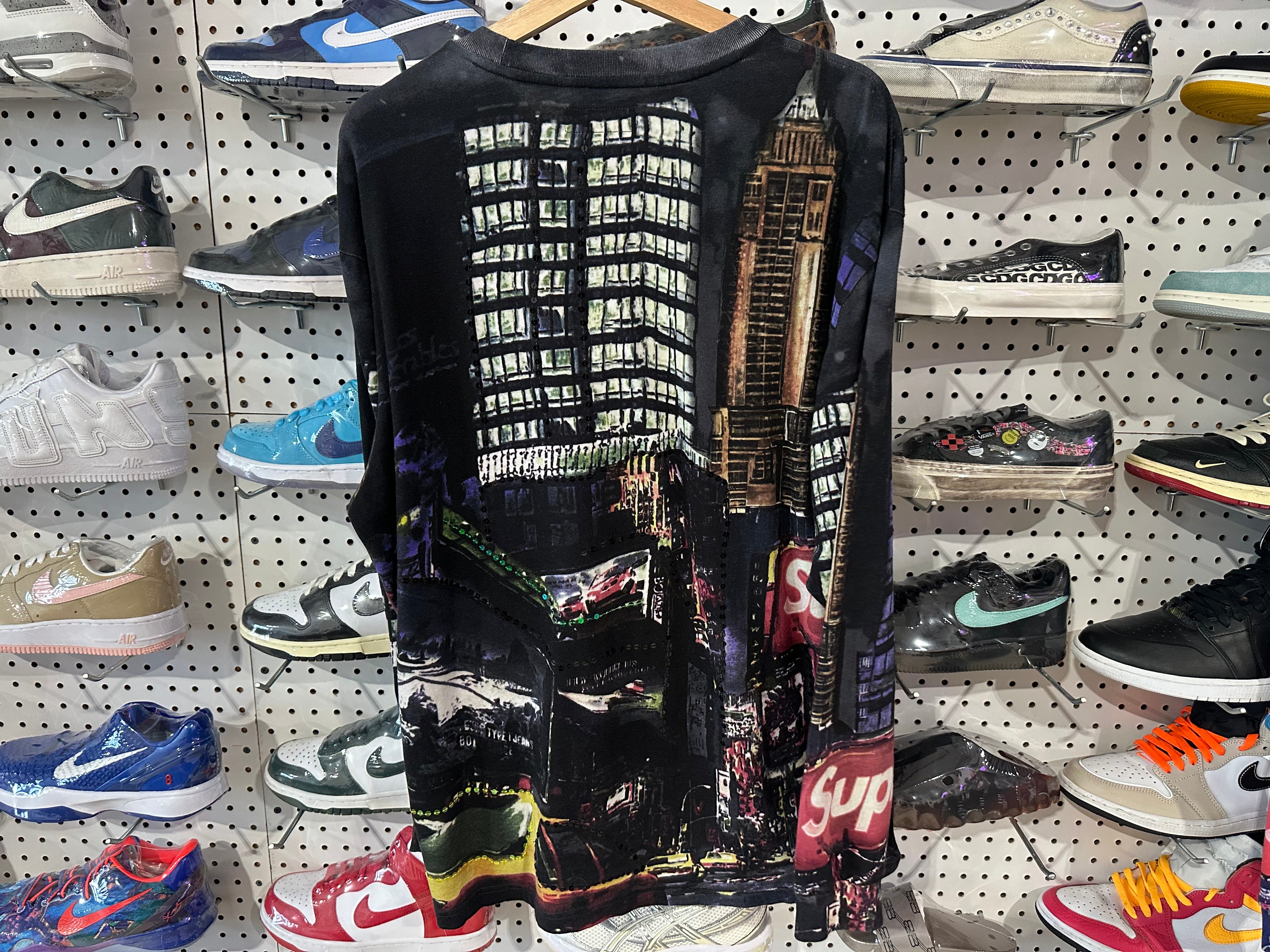 USED Supreme Skyline Sequin LS Tee - Black Size Large
