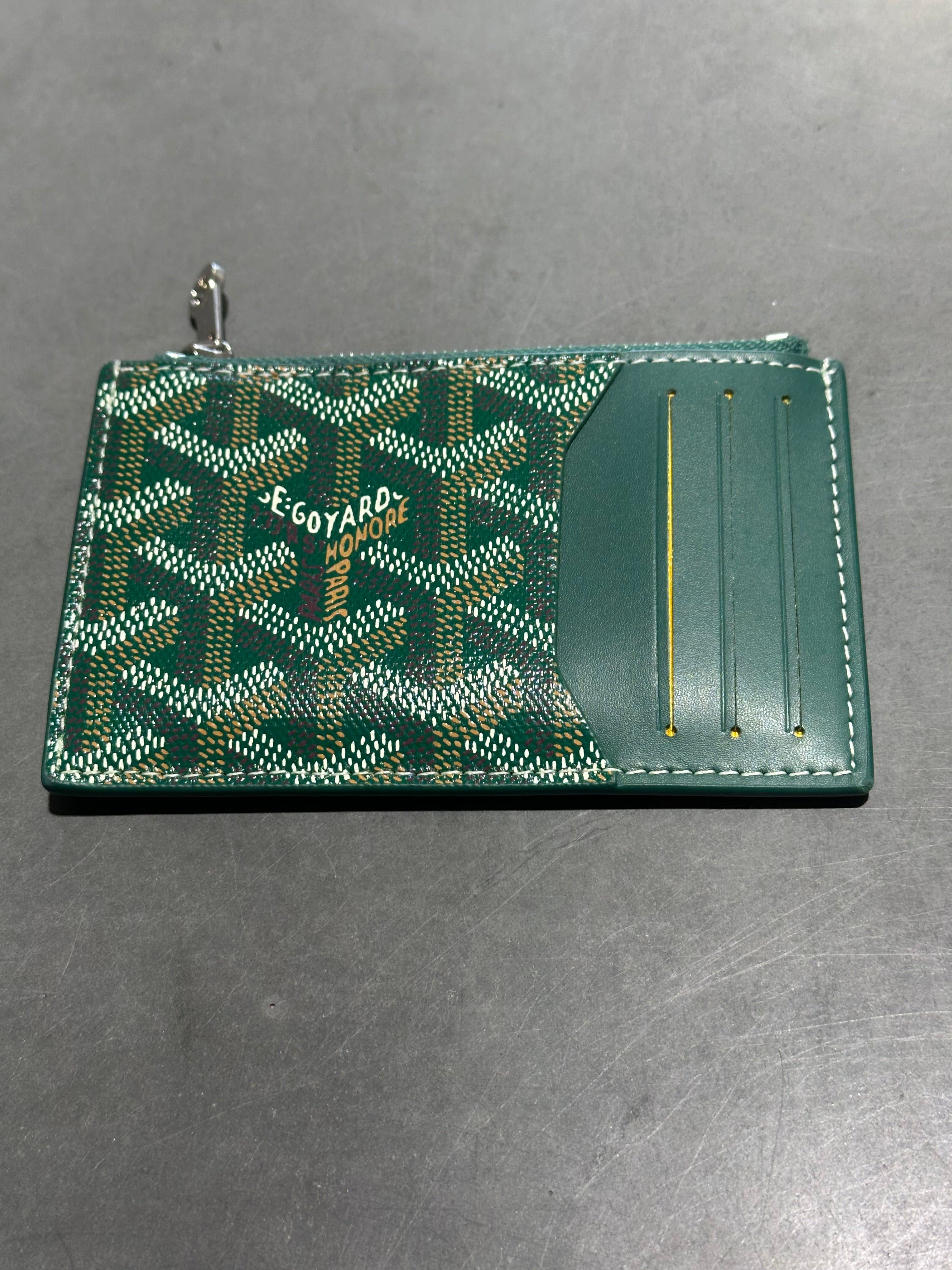 Clean Goyard Bourbon Zipped Card Holder - Green