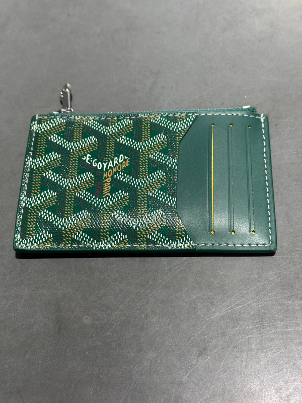 Clean Goyard Bourbon Zipped Card Holder - Green