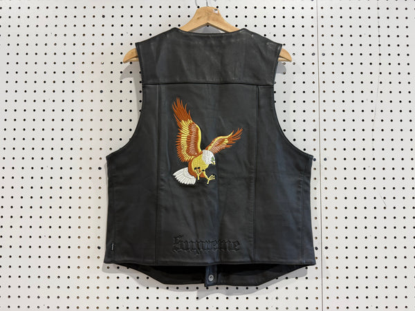 NEW Supreme Eagle Leather Vest - Black Size Medium