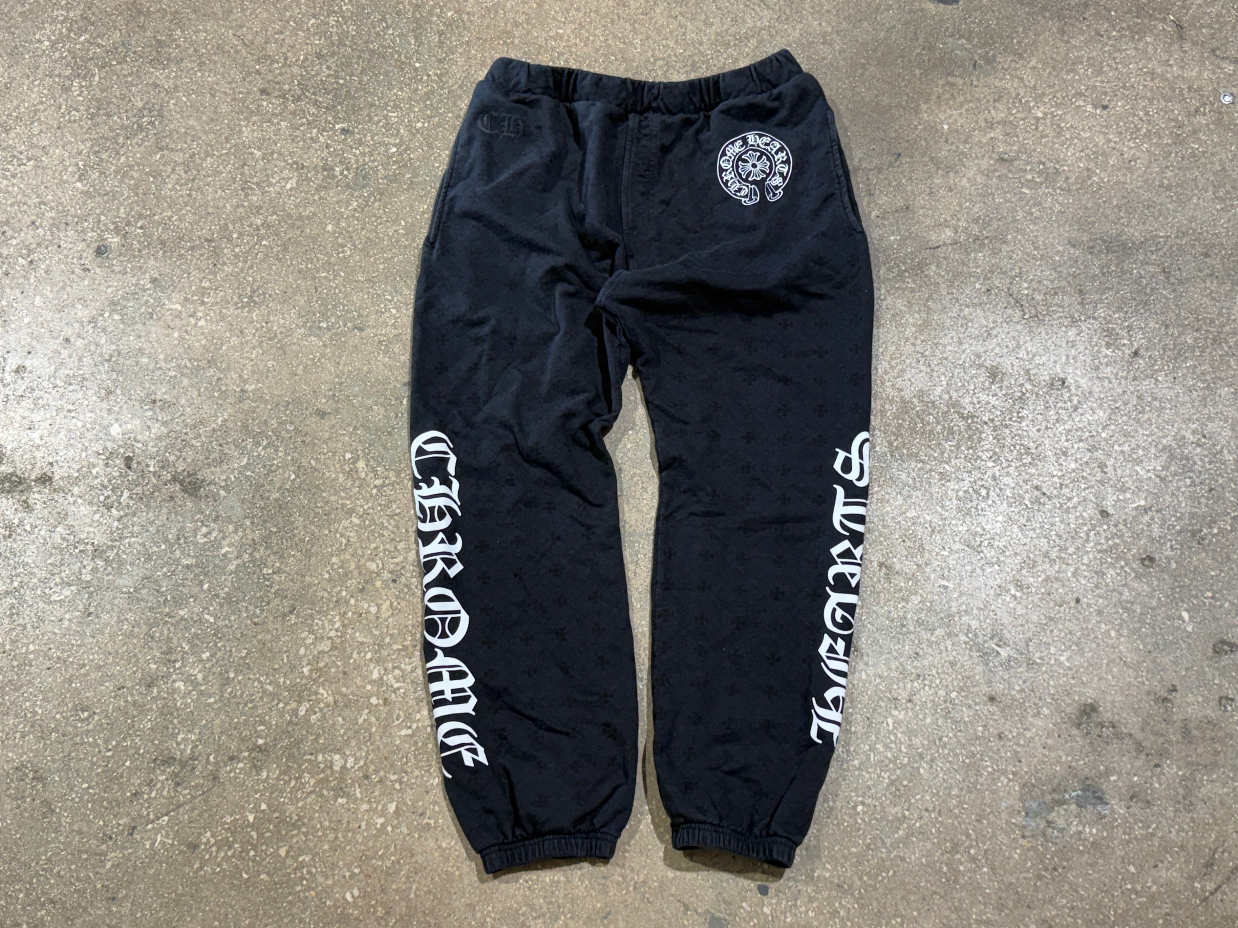 USED Chrome Hearts Monogram Sweatpants - Black Size XXL