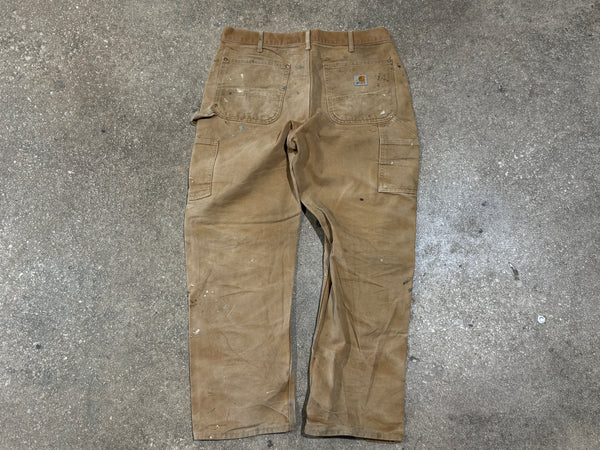 USED Distressed Carhartt Double Knee Carpenter Pants - Golden Khaki 34x30