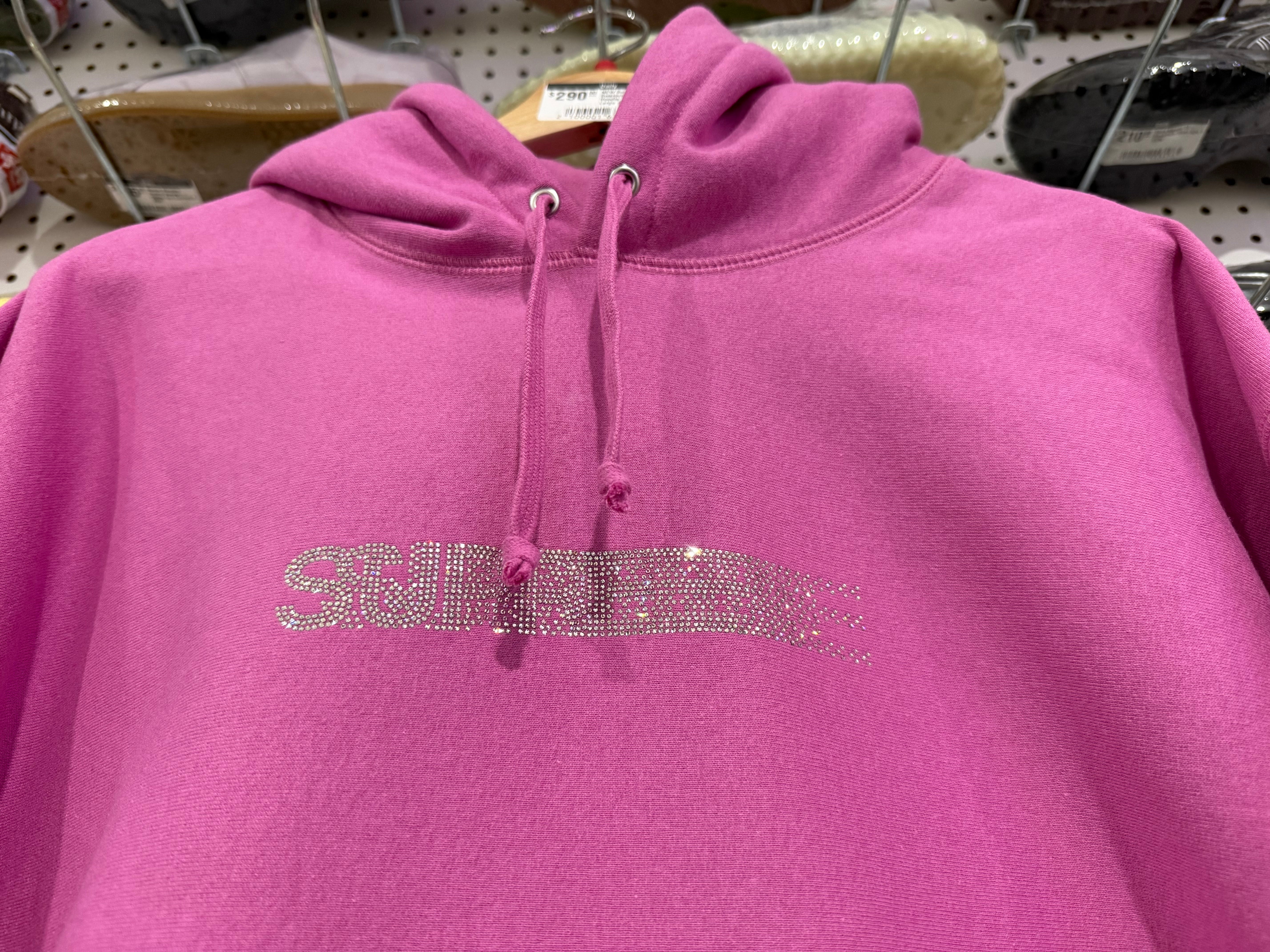 NEW Supreme Swarovski Motion Logo Hoodie - Pink Size Large