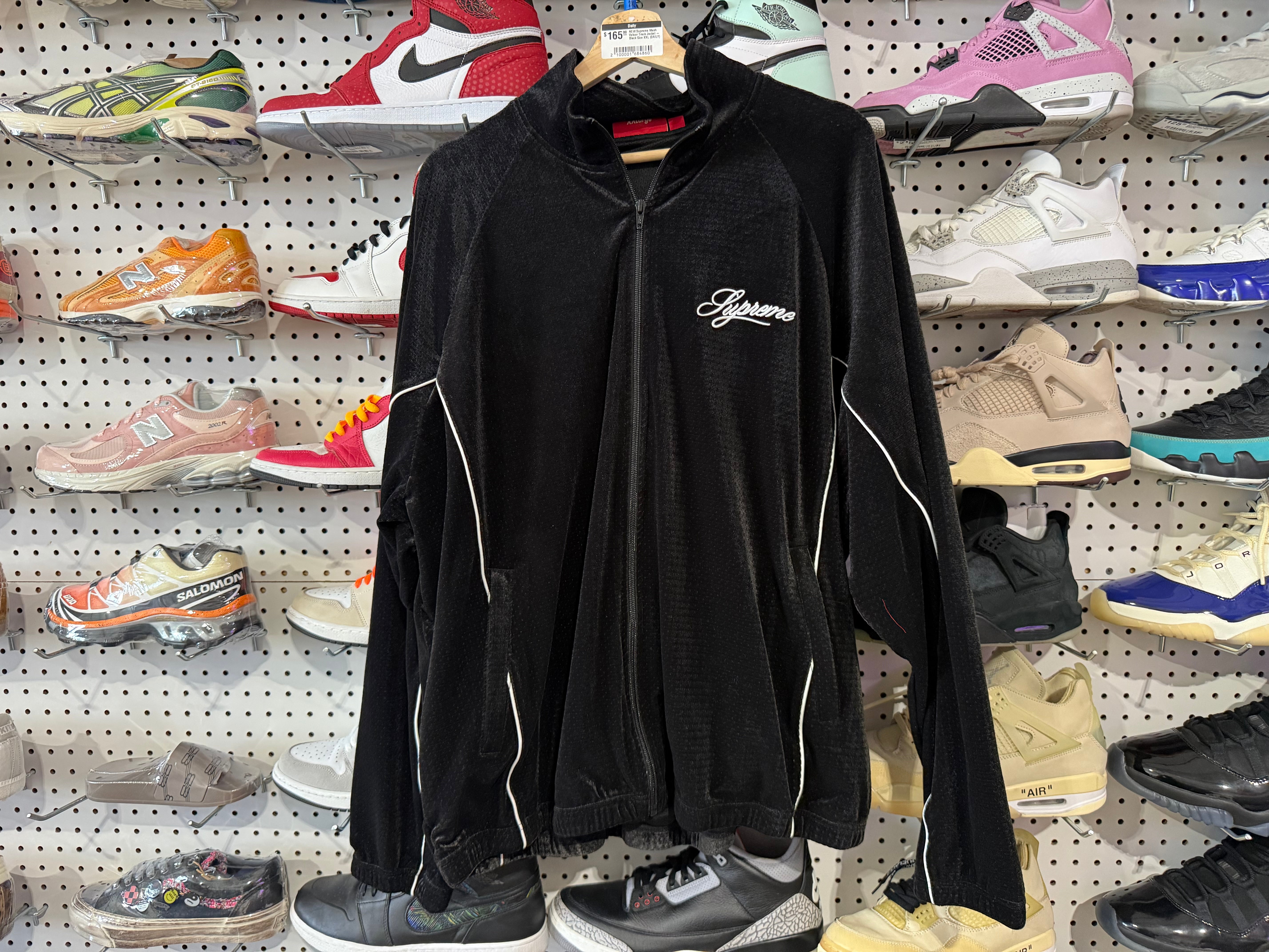 NEW Supreme Mesh Velour Track Jacket - Black Size XXL