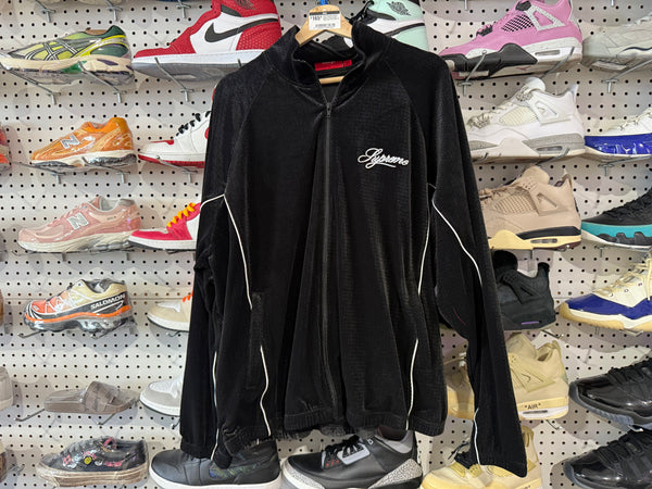 NEW Supreme Mesh Velour Track Jacket - Black Size XXL