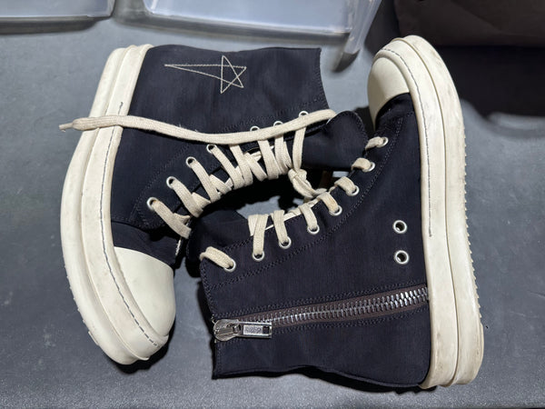 Rick Owens Women's Canvas Wedge Sneakers - Black Size 7W