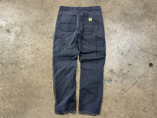USED Carhartt Distressed Double Knee Pants - Grey Size 32x30