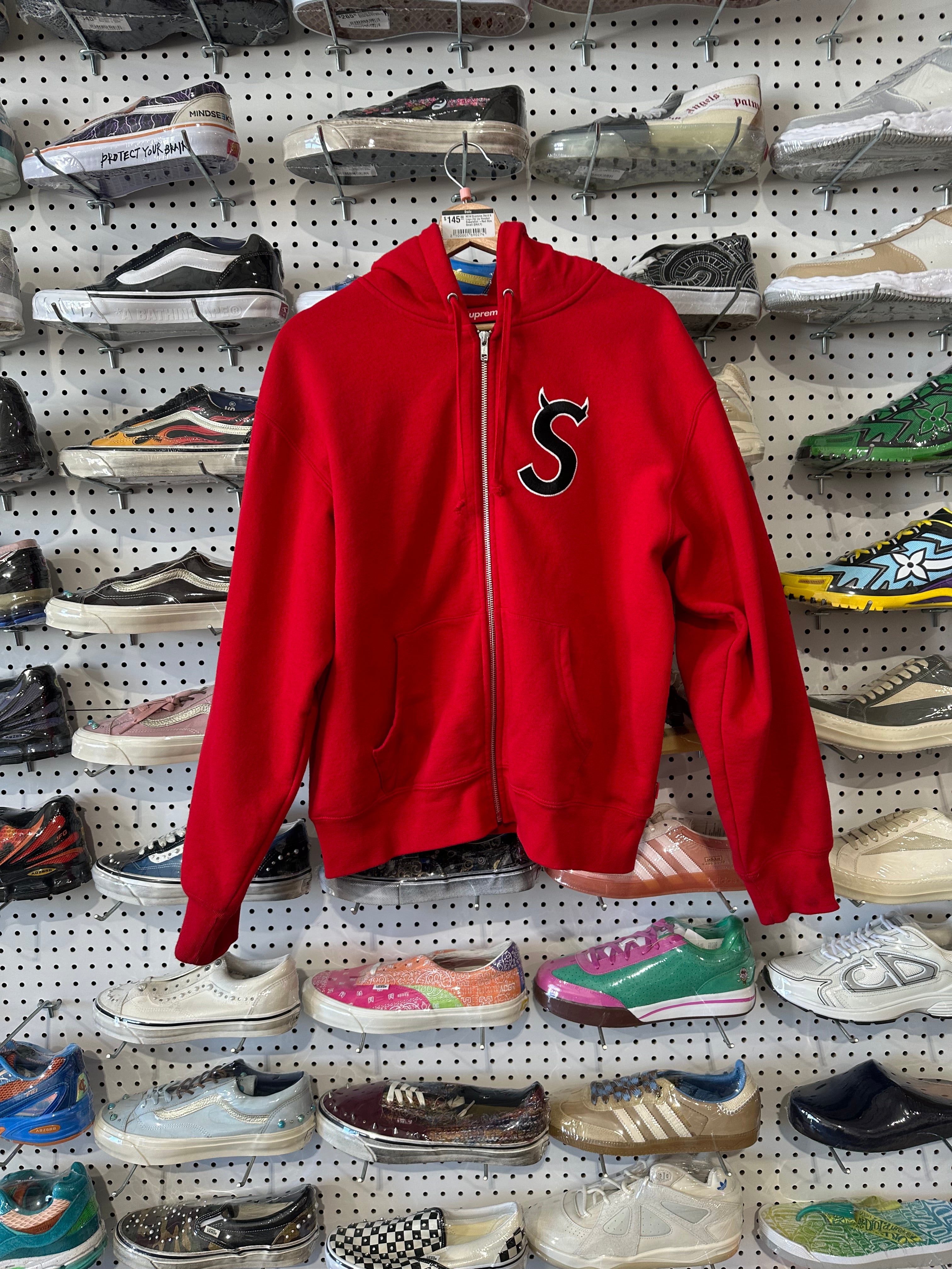 NEW Supreme Devil S Logo Zip Up Hooded Sweatshirt - Red Size Small