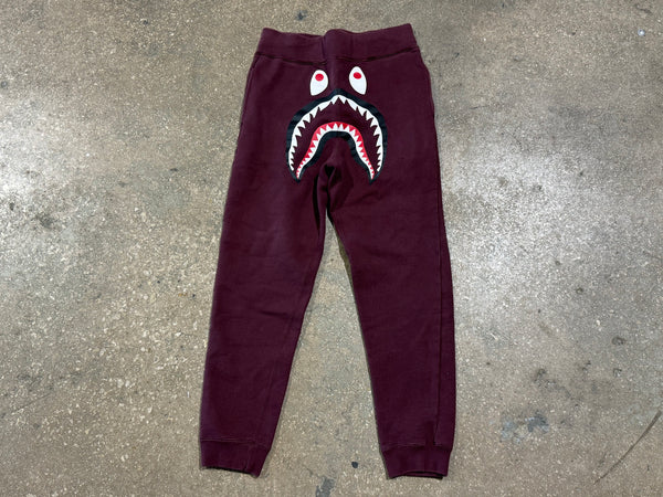 USED BAPE ABC Camo Shark Sweat Pants - Burgundy Size Medium