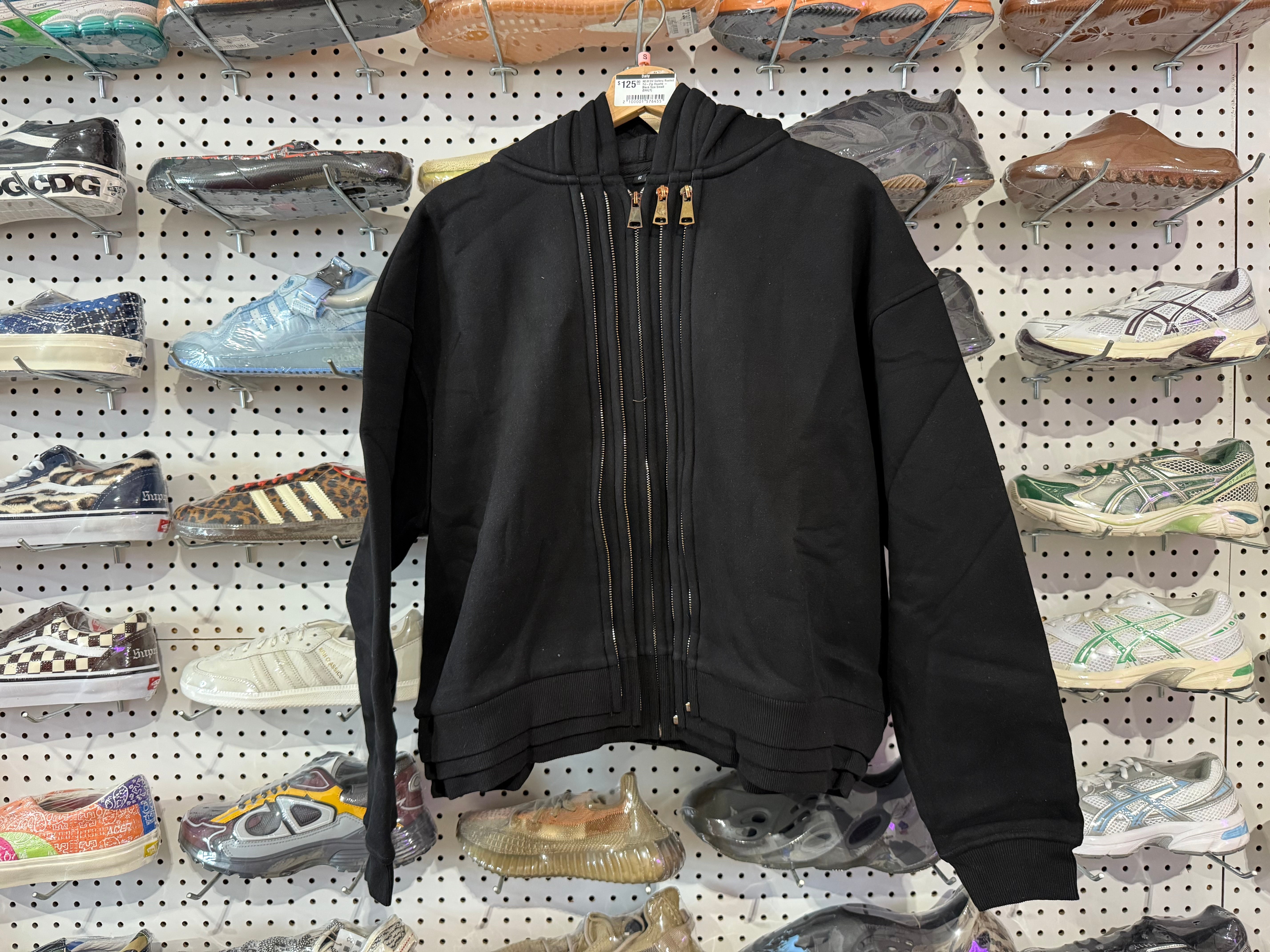 NEW GV Gallery Rusted Tri-Zip Hoodie - Black Size XL