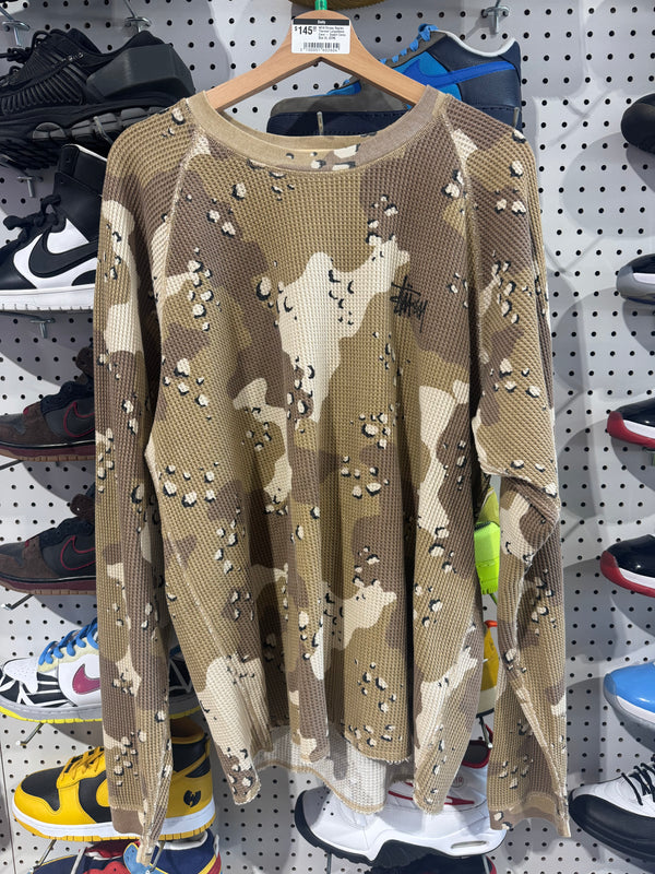 NEW Stussy Raglan Thermal Longsleeve Crew - Desert Camo Size XL