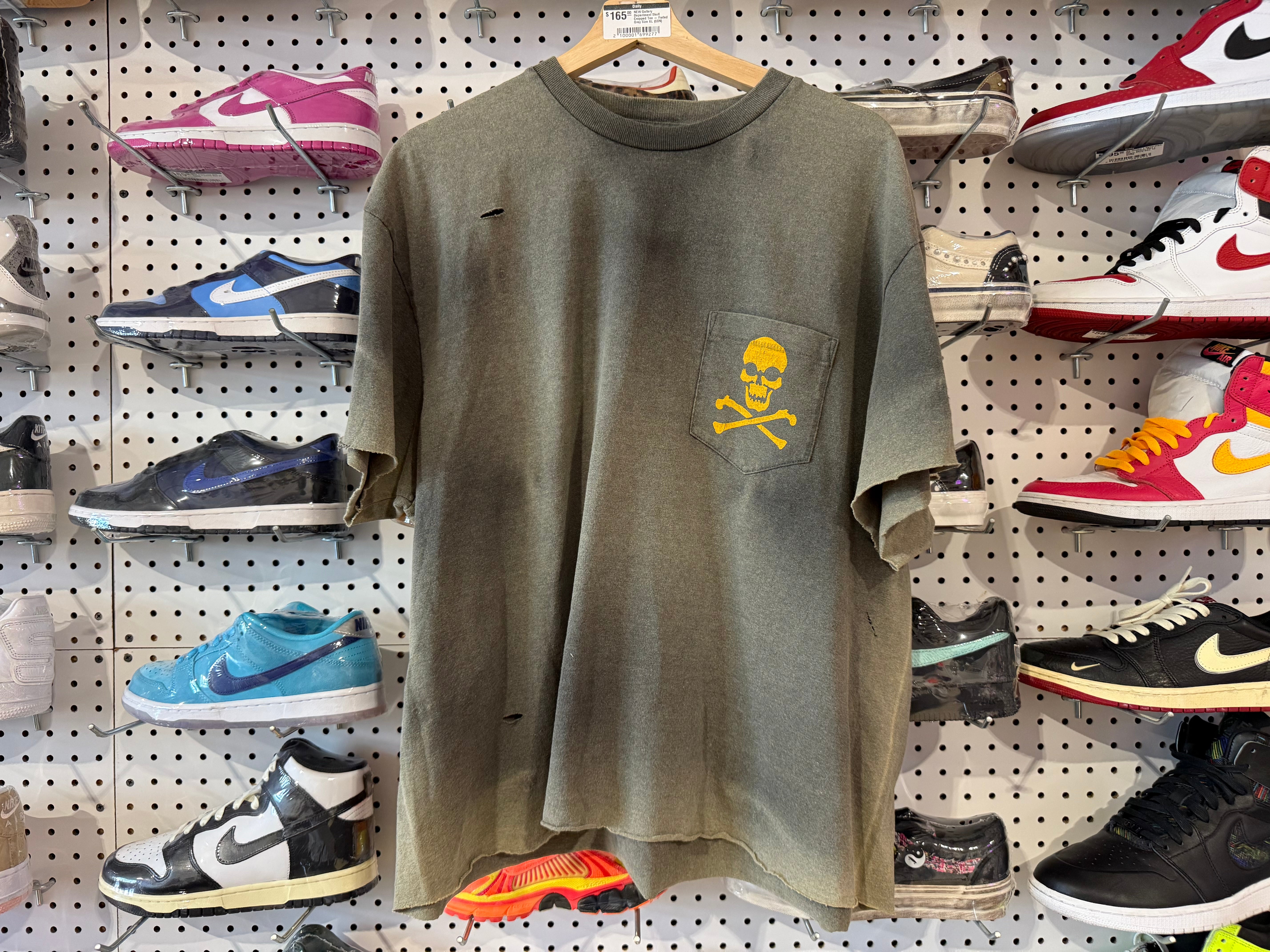 NEW Gallery Department Skull Cropped Tee - Faded Grey Size XL