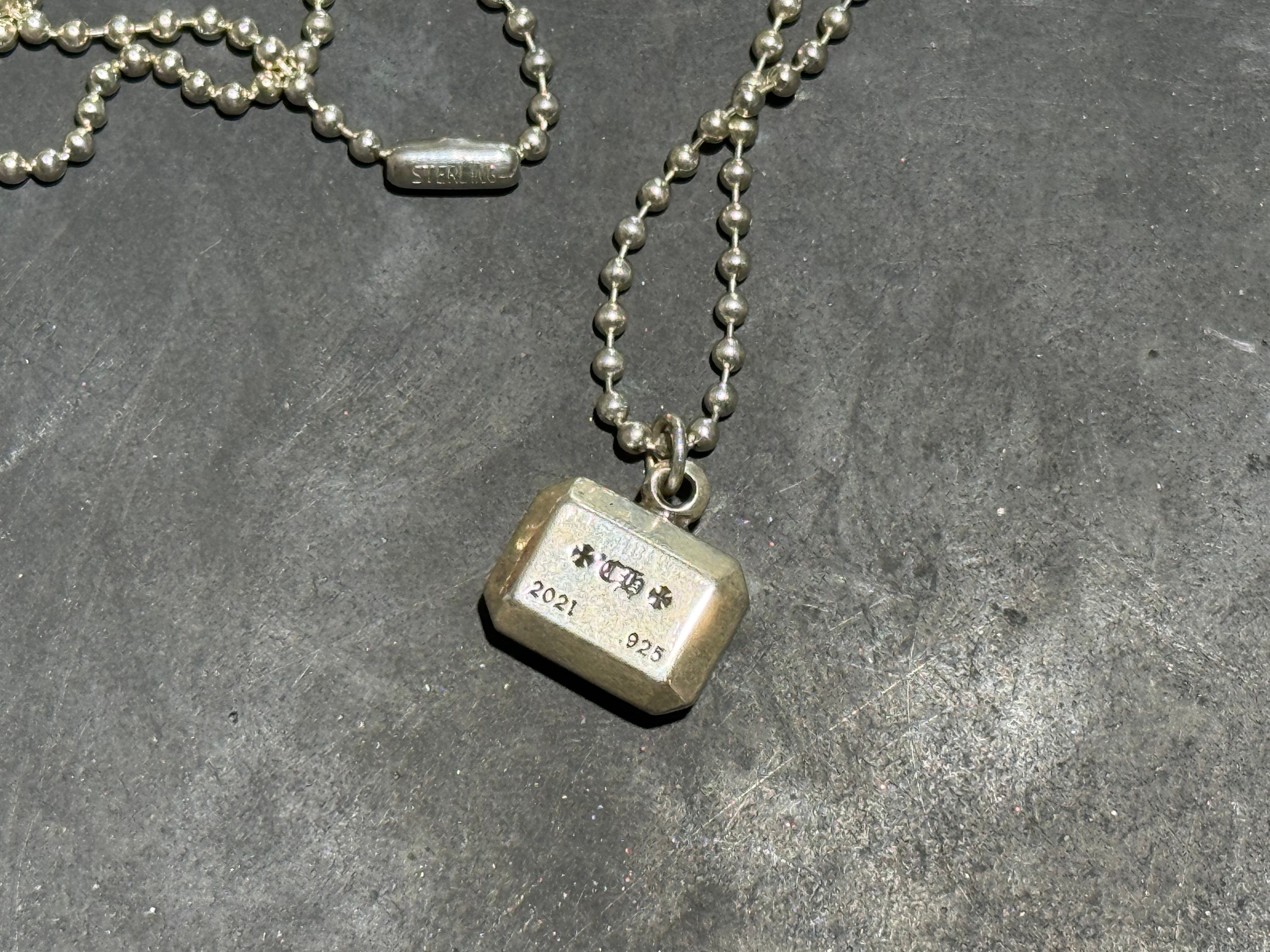 USED Chrome Hearts Emerald Cut Pendant With Chain