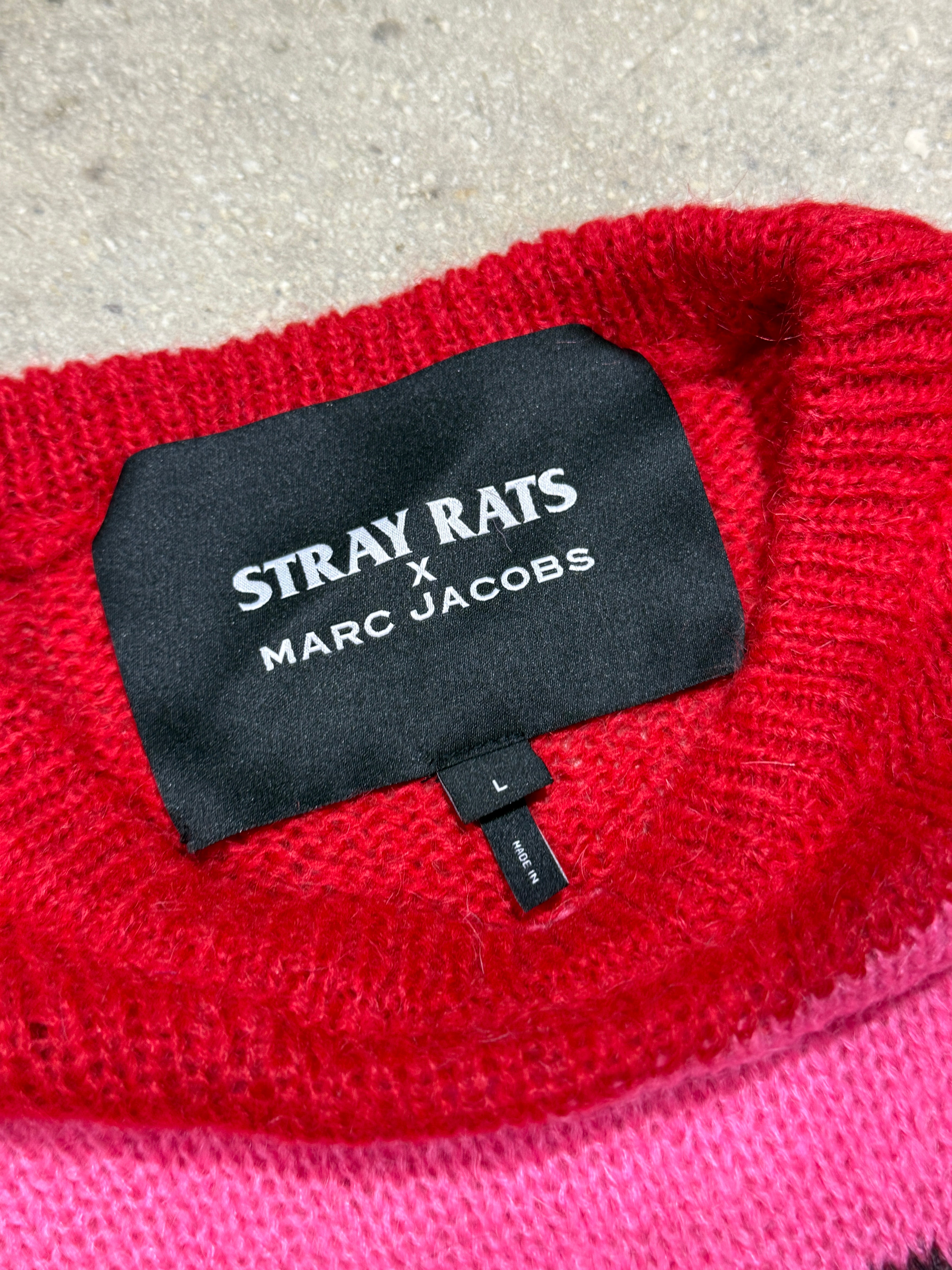 NEW Stray Rats x Marc Jacob The Grunge Sweater - Red/Pink Size Large