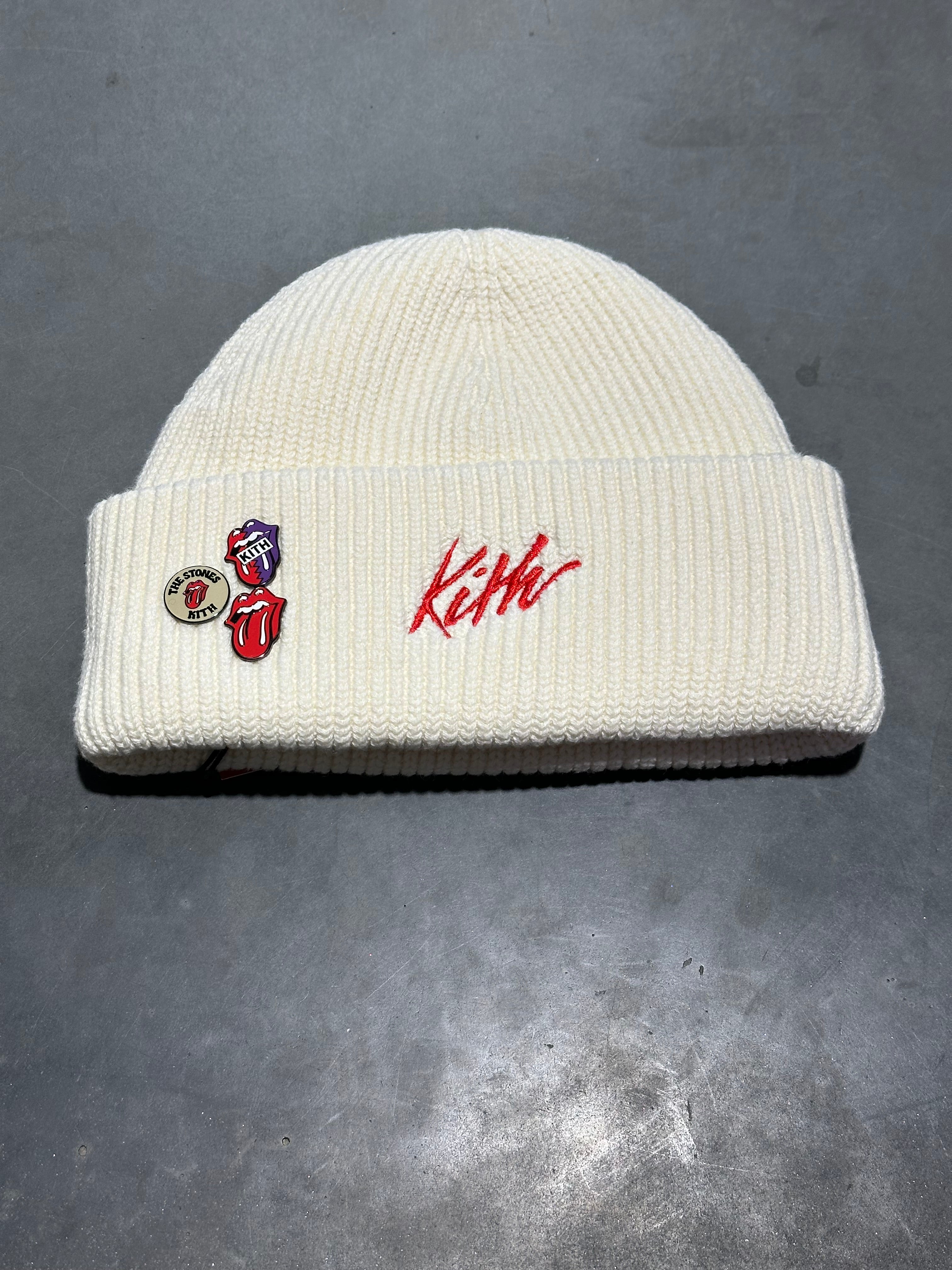 NEW Kith x Rolling Stones Beanie - White