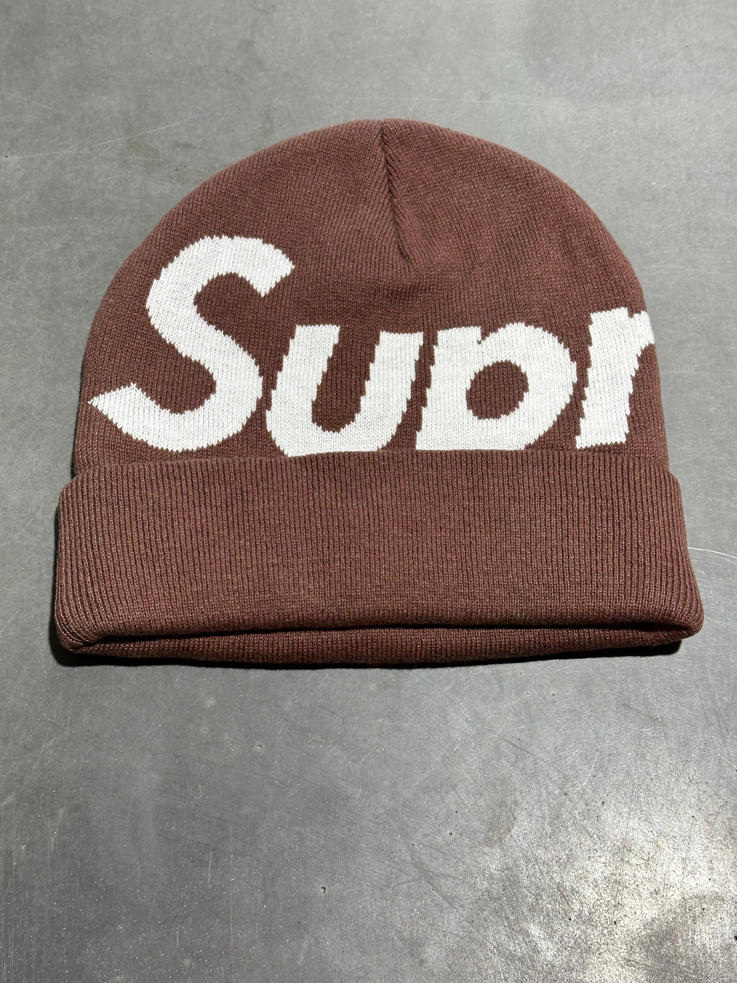 NEW Supreme Big Logo Beanie - Brown