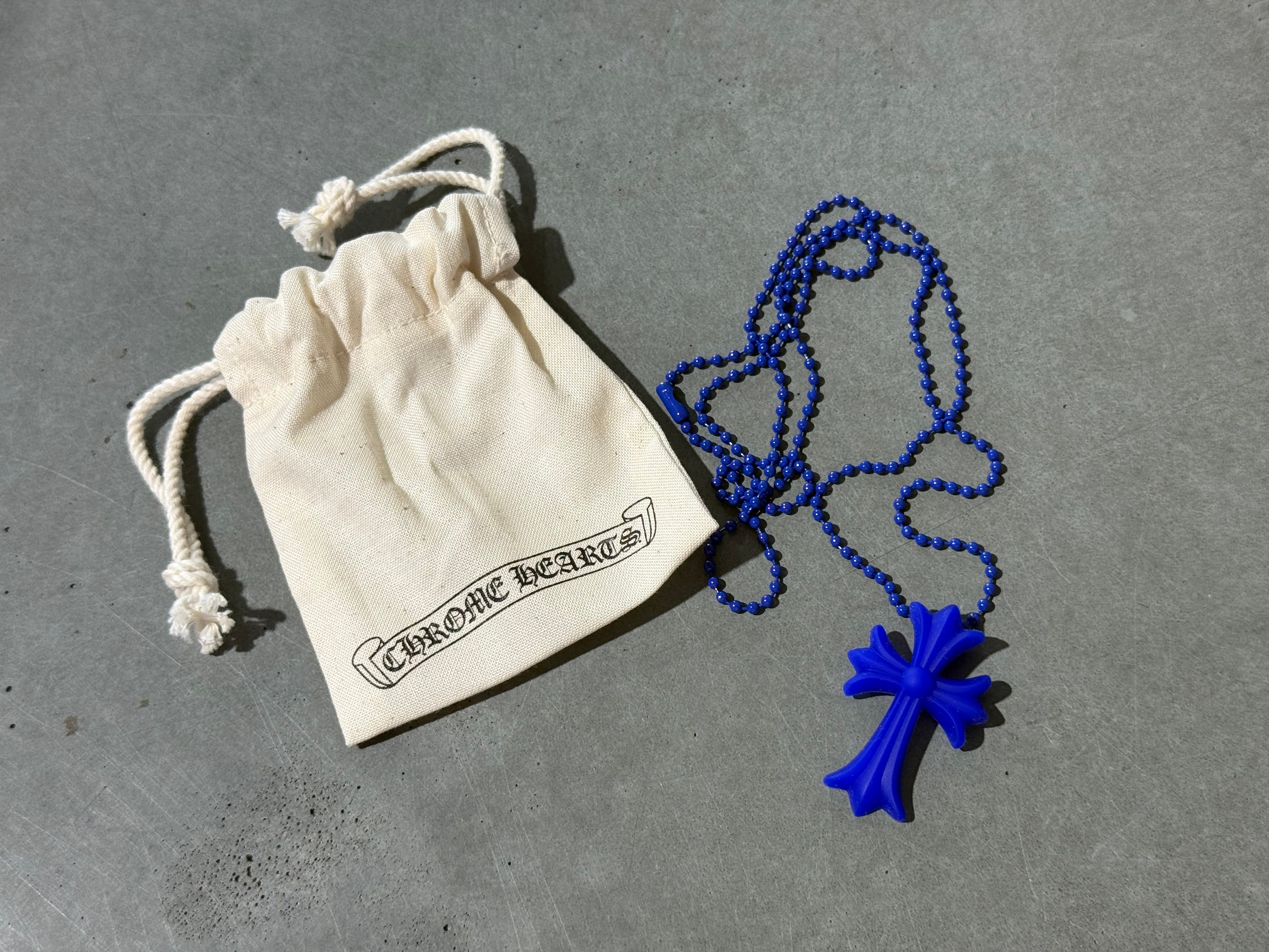 NEW Chrome Hearts Small Plastic Pendant With Chain - Dark Blue