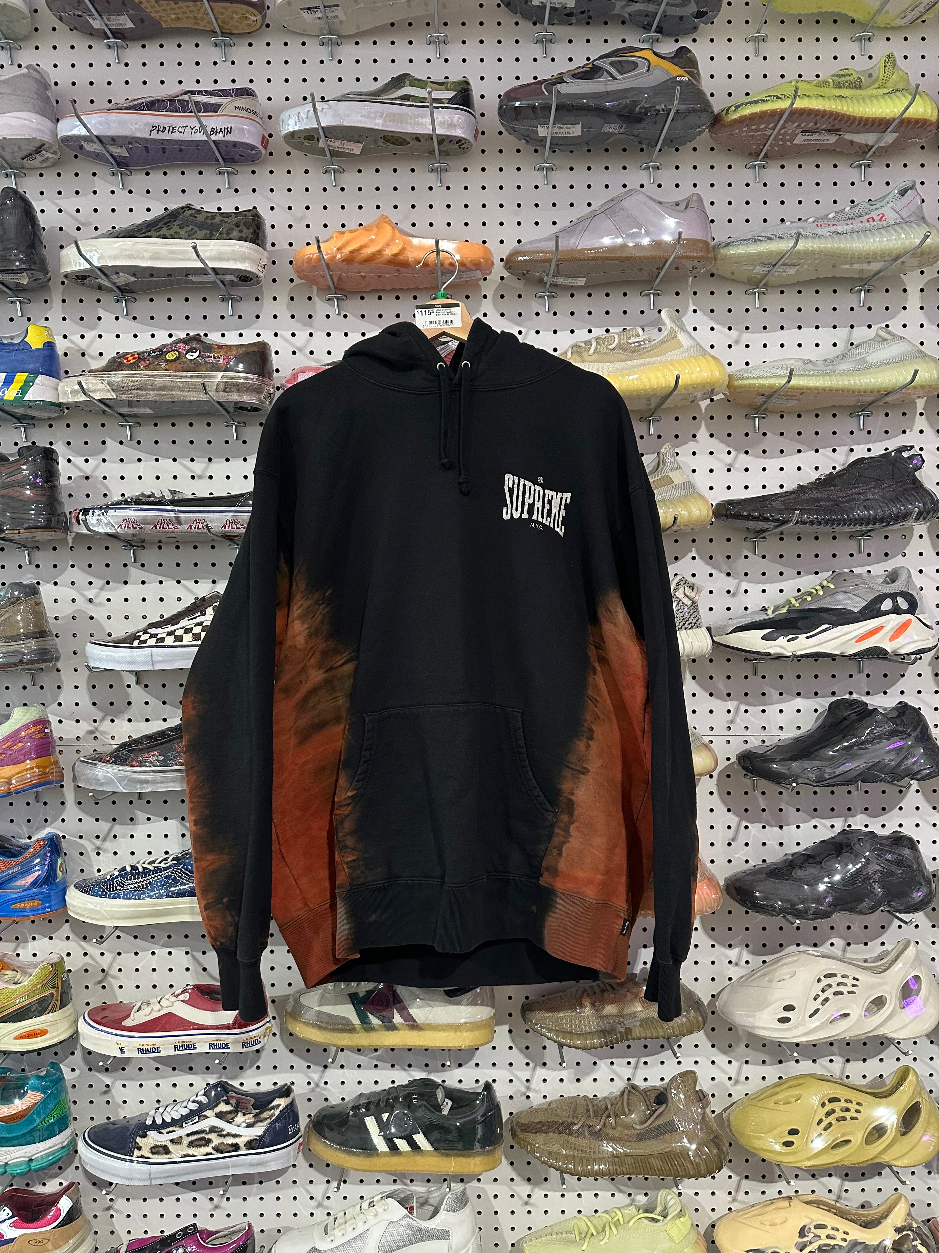 USED Supreme Bleached Hoodie - Black Size XL