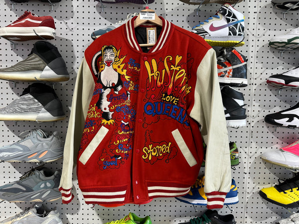 Clean Hysteric Glamour 1990s Full Deco Leather Varsity Jacket - Red Size Free / Large