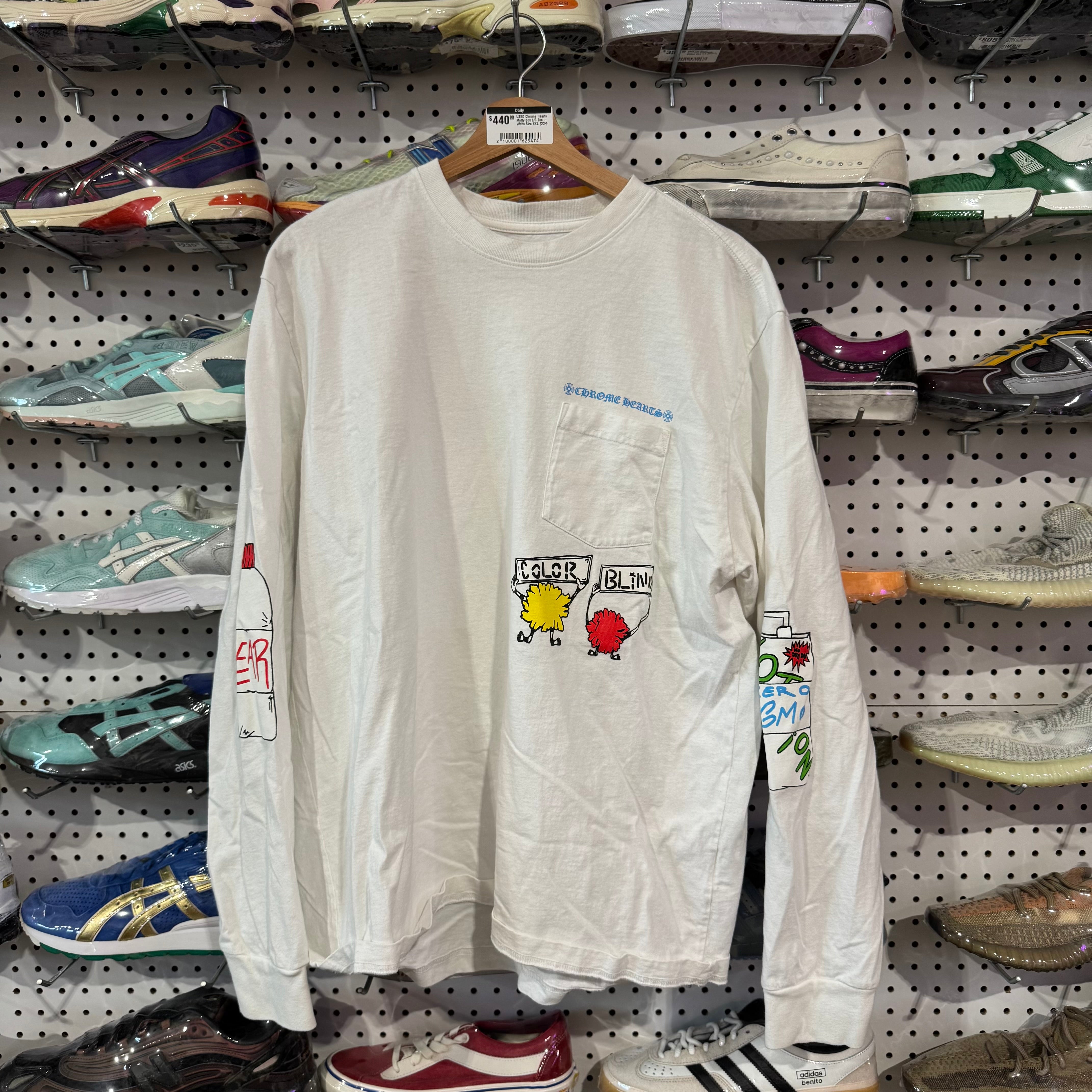 USED Chrome Hearts Matty Boy L/S Tee - White Size XXL