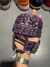 CLEAN B.B. Simon Double Row Croc Crystal Belt - Purple Size 32