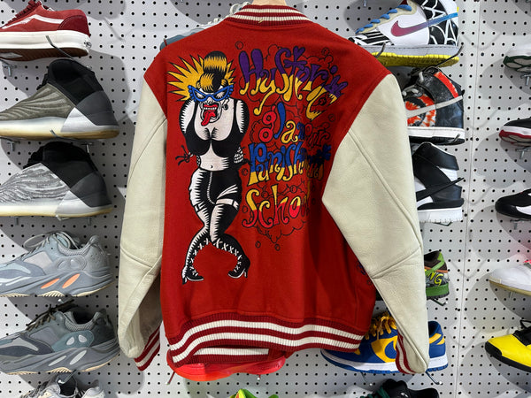 Clean Hysteric Glamour 1990s Full Deco Leather Varsity Jacket - Red Size Free / Large