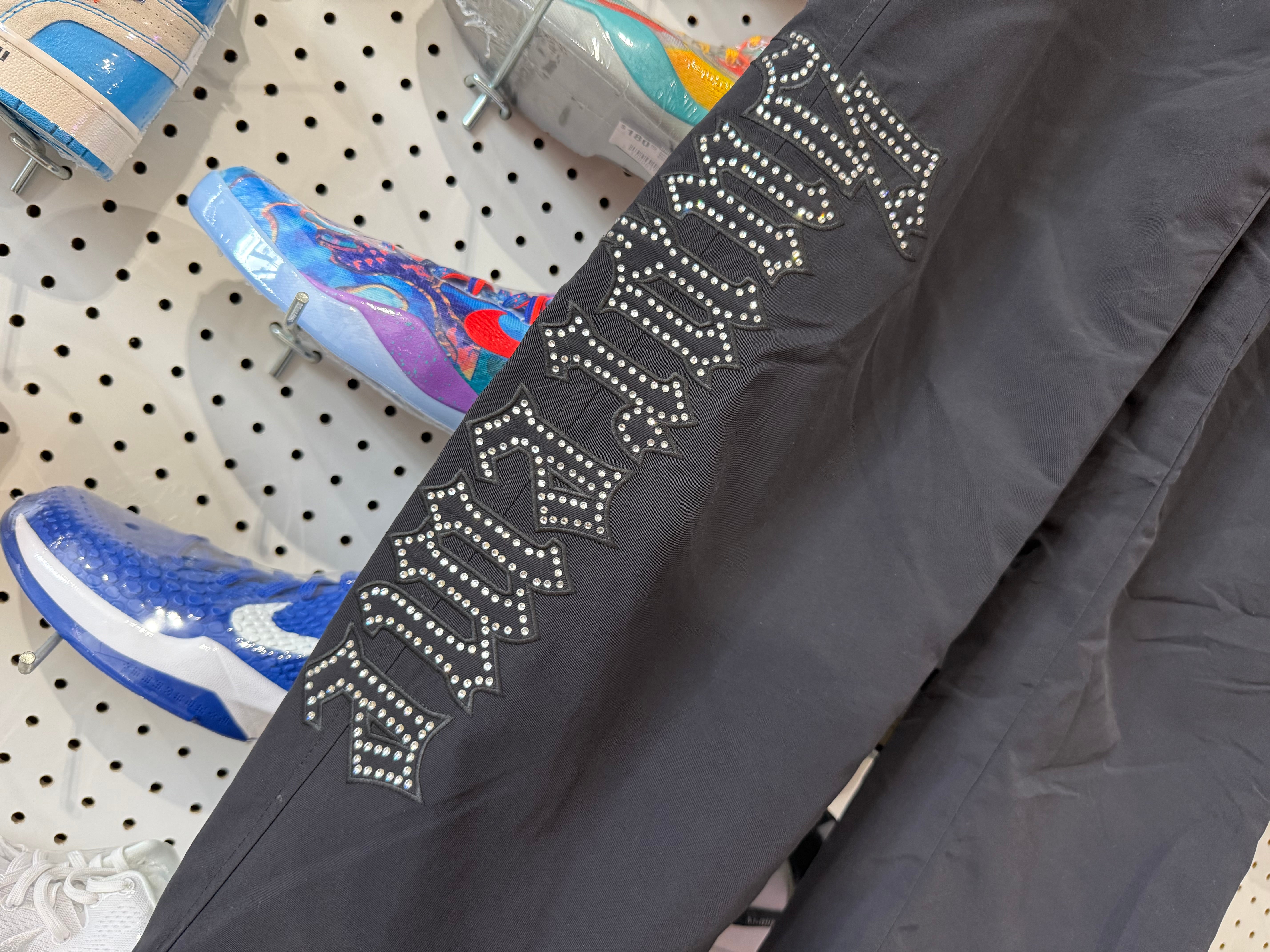 USED Supreme Umbra Rhinestone Track Pants - Black Size Small