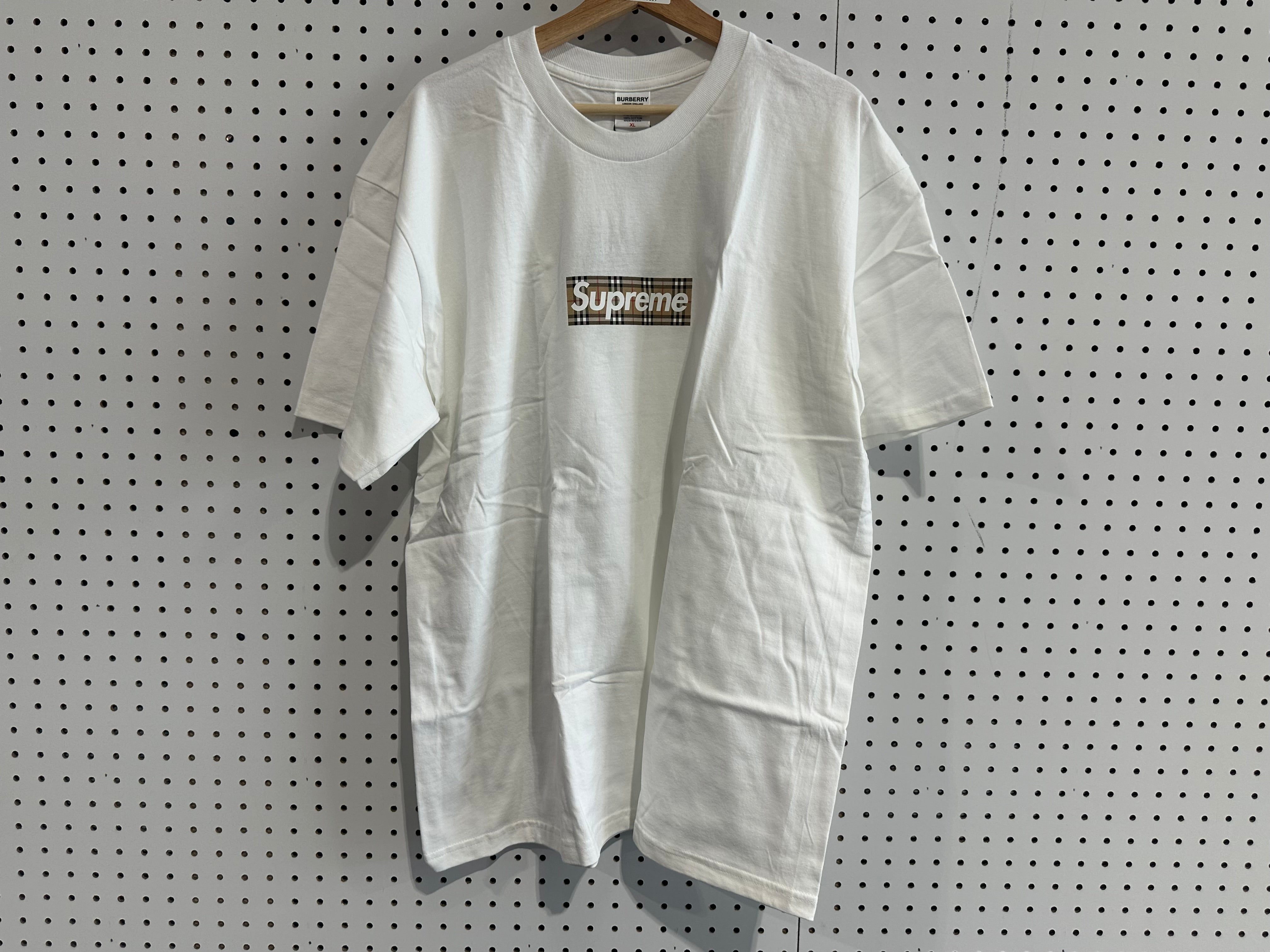 NEW Supreme x Burberry Box Logo Tee - White Size XL